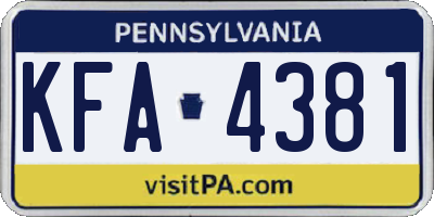 PA license plate KFA4381