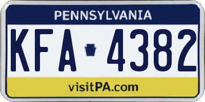 PA license plate KFA4382