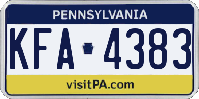PA license plate KFA4383
