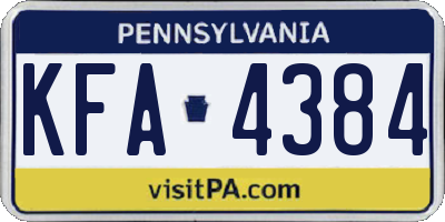 PA license plate KFA4384