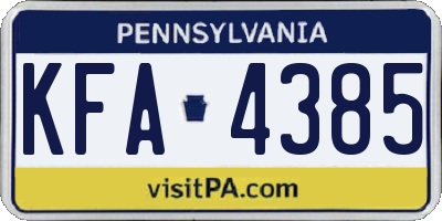 PA license plate KFA4385