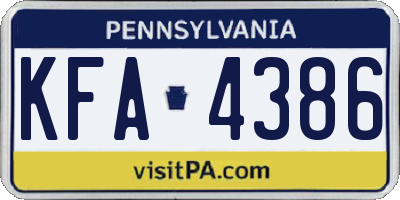 PA license plate KFA4386