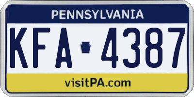 PA license plate KFA4387