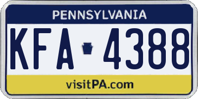 PA license plate KFA4388