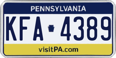 PA license plate KFA4389