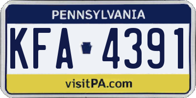 PA license plate KFA4391