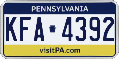 PA license plate KFA4392