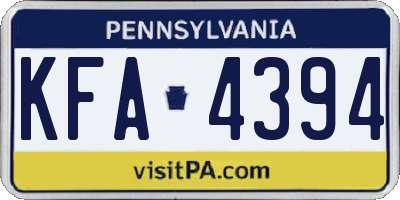 PA license plate KFA4394
