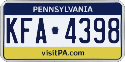 PA license plate KFA4398
