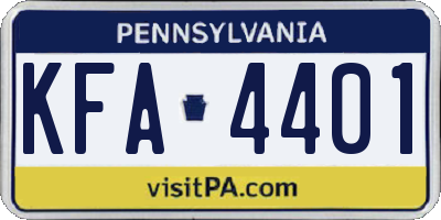 PA license plate KFA4401