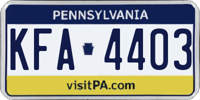 PA license plate KFA4403
