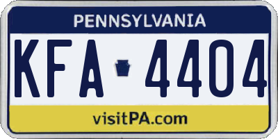 PA license plate KFA4404