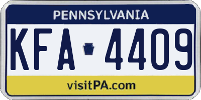 PA license plate KFA4409