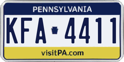 PA license plate KFA4411