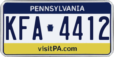 PA license plate KFA4412
