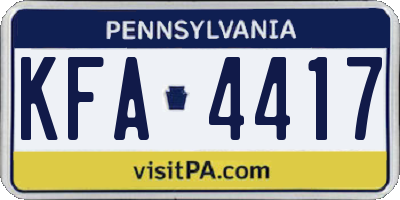 PA license plate KFA4417