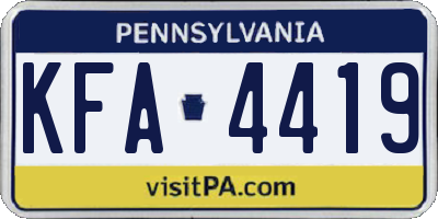 PA license plate KFA4419