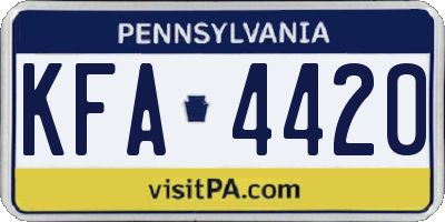 PA license plate KFA4420