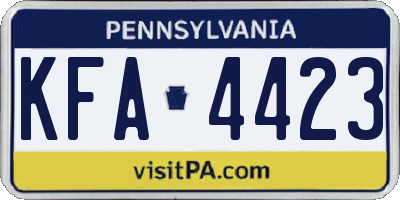 PA license plate KFA4423