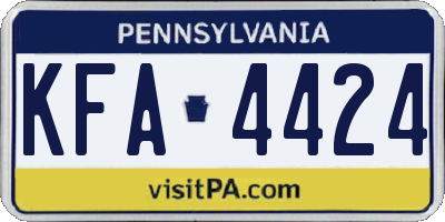 PA license plate KFA4424