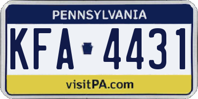PA license plate KFA4431