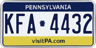 PA license plate KFA4432