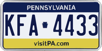PA license plate KFA4433
