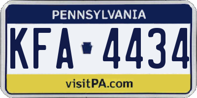 PA license plate KFA4434