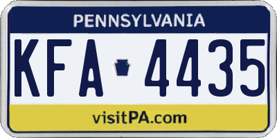 PA license plate KFA4435