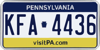 PA license plate KFA4436
