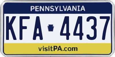 PA license plate KFA4437