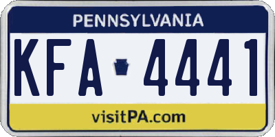 PA license plate KFA4441