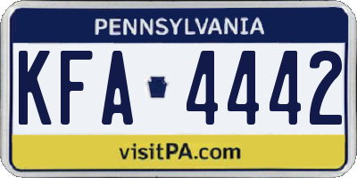 PA license plate KFA4442