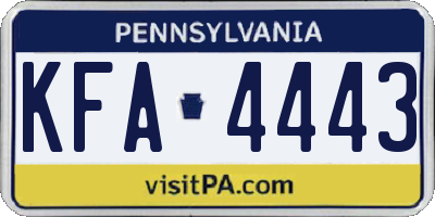 PA license plate KFA4443