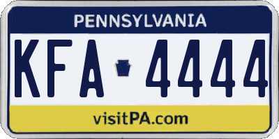 PA license plate KFA4444