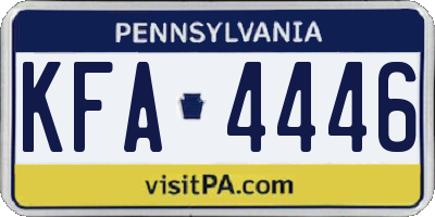PA license plate KFA4446