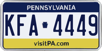 PA license plate KFA4449