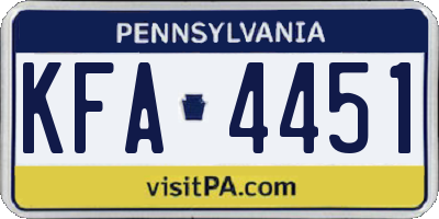 PA license plate KFA4451
