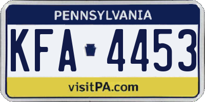 PA license plate KFA4453