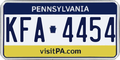 PA license plate KFA4454