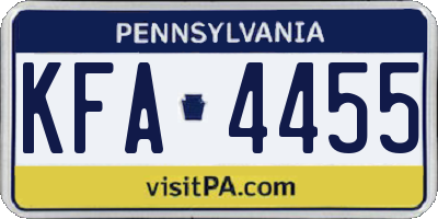 PA license plate KFA4455