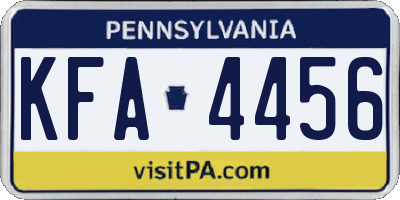 PA license plate KFA4456