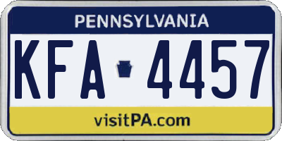 PA license plate KFA4457