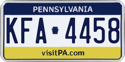 PA license plate KFA4458