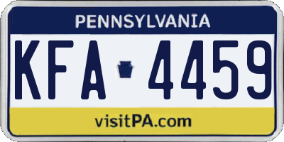 PA license plate KFA4459