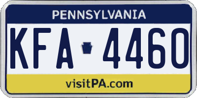 PA license plate KFA4460