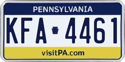 PA license plate KFA4461