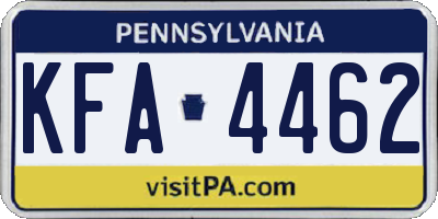 PA license plate KFA4462