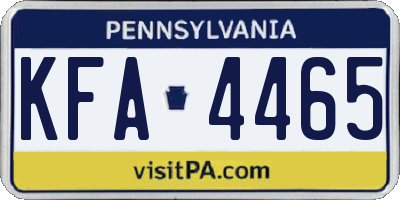 PA license plate KFA4465