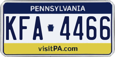 PA license plate KFA4466